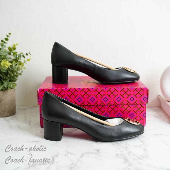 Tory Burch Chelsea 50mm Soft Nappa Leather Pump Shoes NIB Black Size 7 - Picture 3 of 7